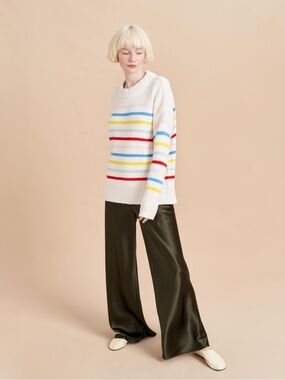 La ligne wool cashmere Marin sweater cream rainbow size xs oversized Preowned